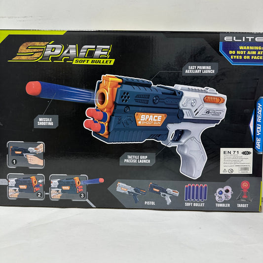 თოფი რბილი ტყვიებით მოყვება სამიზნე